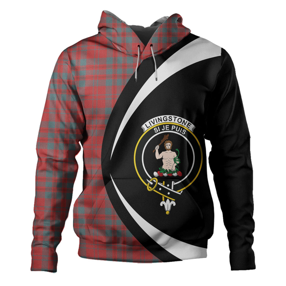 Livingstone Weathered Clan Badge Tartan Hoodie Circle Style