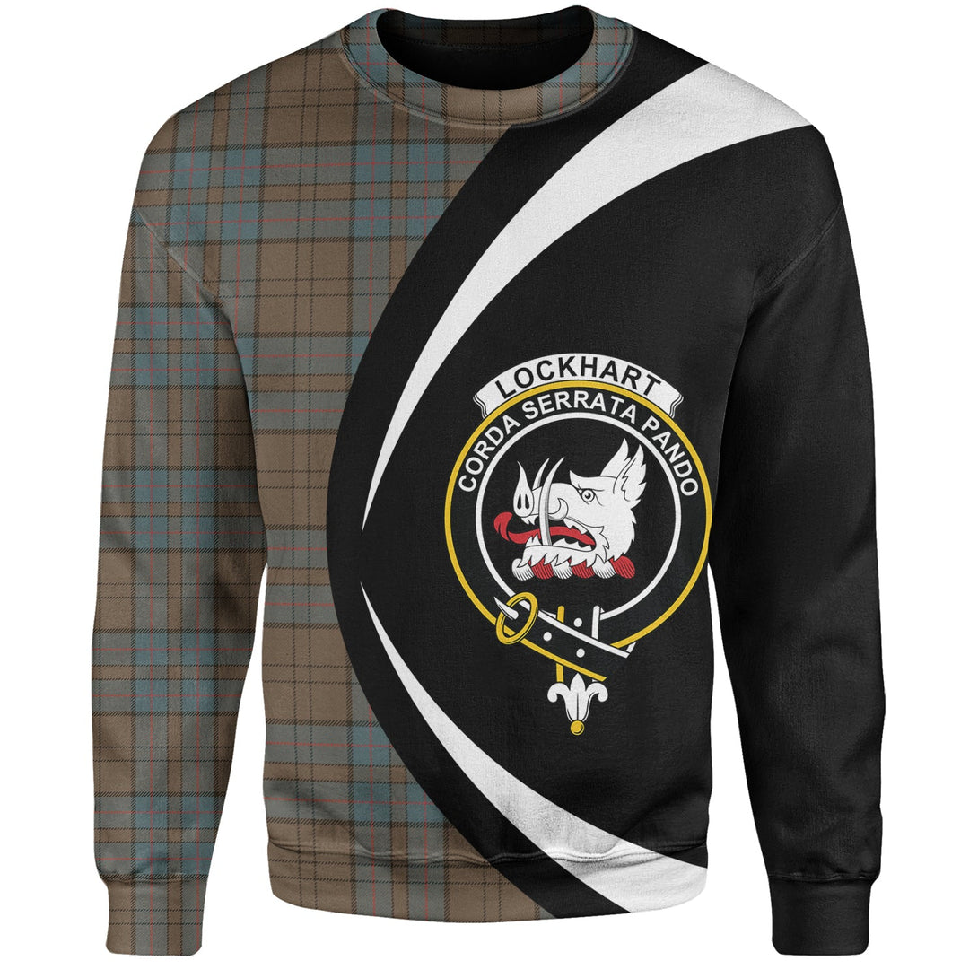 Lockhart Weathered Clan Badge Tartan Sweatshirt Circle Style Personalized