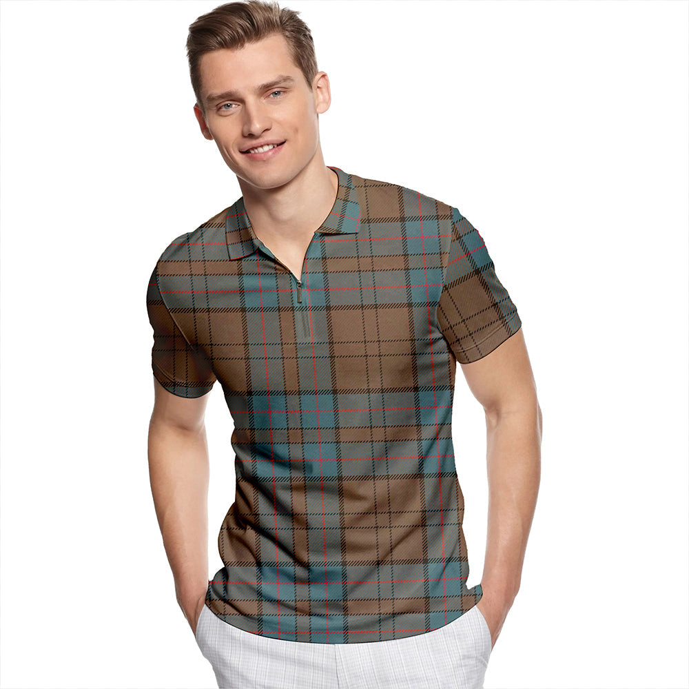 Lockhart Weathered Tartan Classic Lapel Zip Short Sleeve Polo