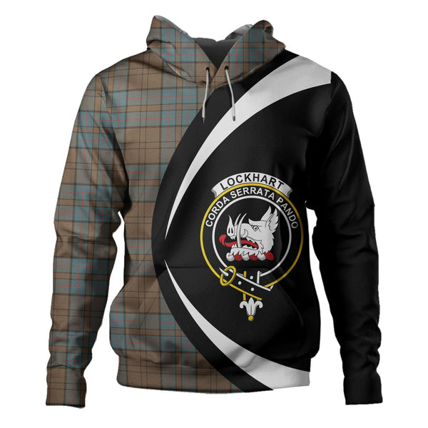 Lockhart Weathered Clan Badge Tartan Hoodie Circle Style