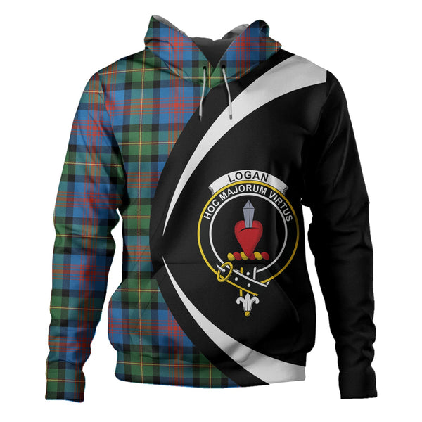 Logan Ancient Clan Badge Tartan Hoodie Circle Style