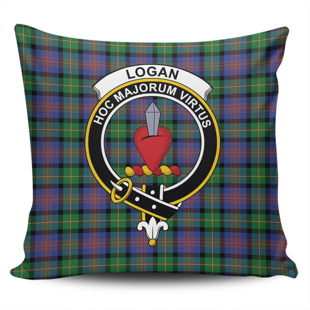 Logan Ancient Tartan Classic Crest Pillow Cover