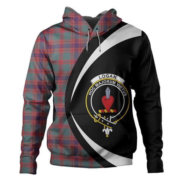 Logan Light Weathered Clan Badge Tartan Hoodie Circle Style