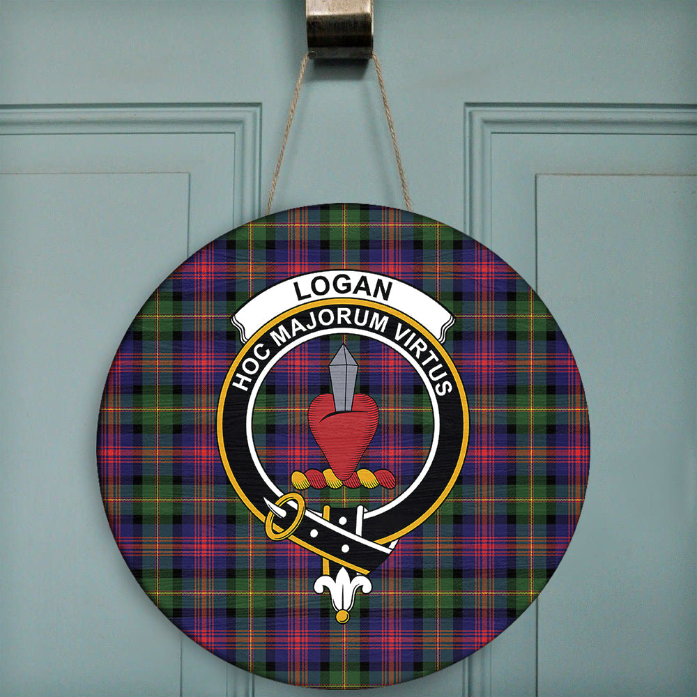 Logan Modern Tartan Classic Crest Round Wooden Sign