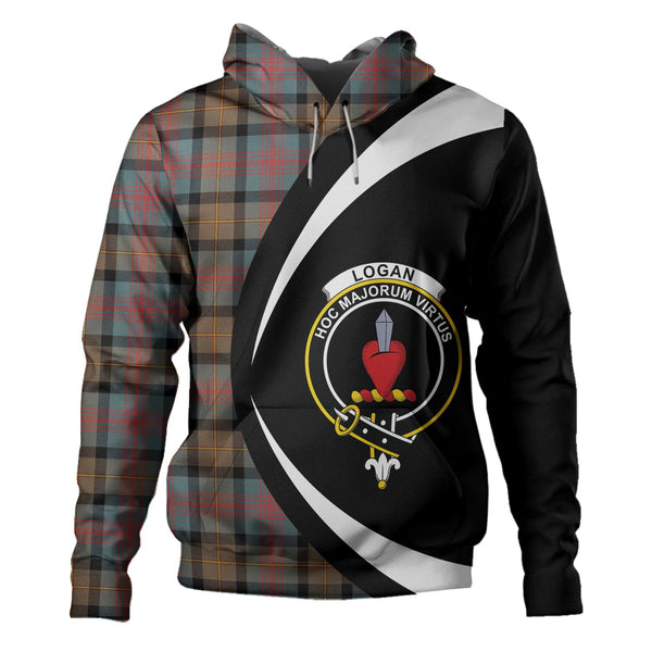 Logan Weathered Clan Badge Tartan Hoodie Circle Style