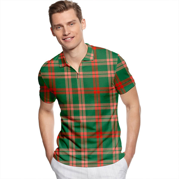 Logan #3 Ancient Tartan Classic Lapel Zip Short Sleeve Polo