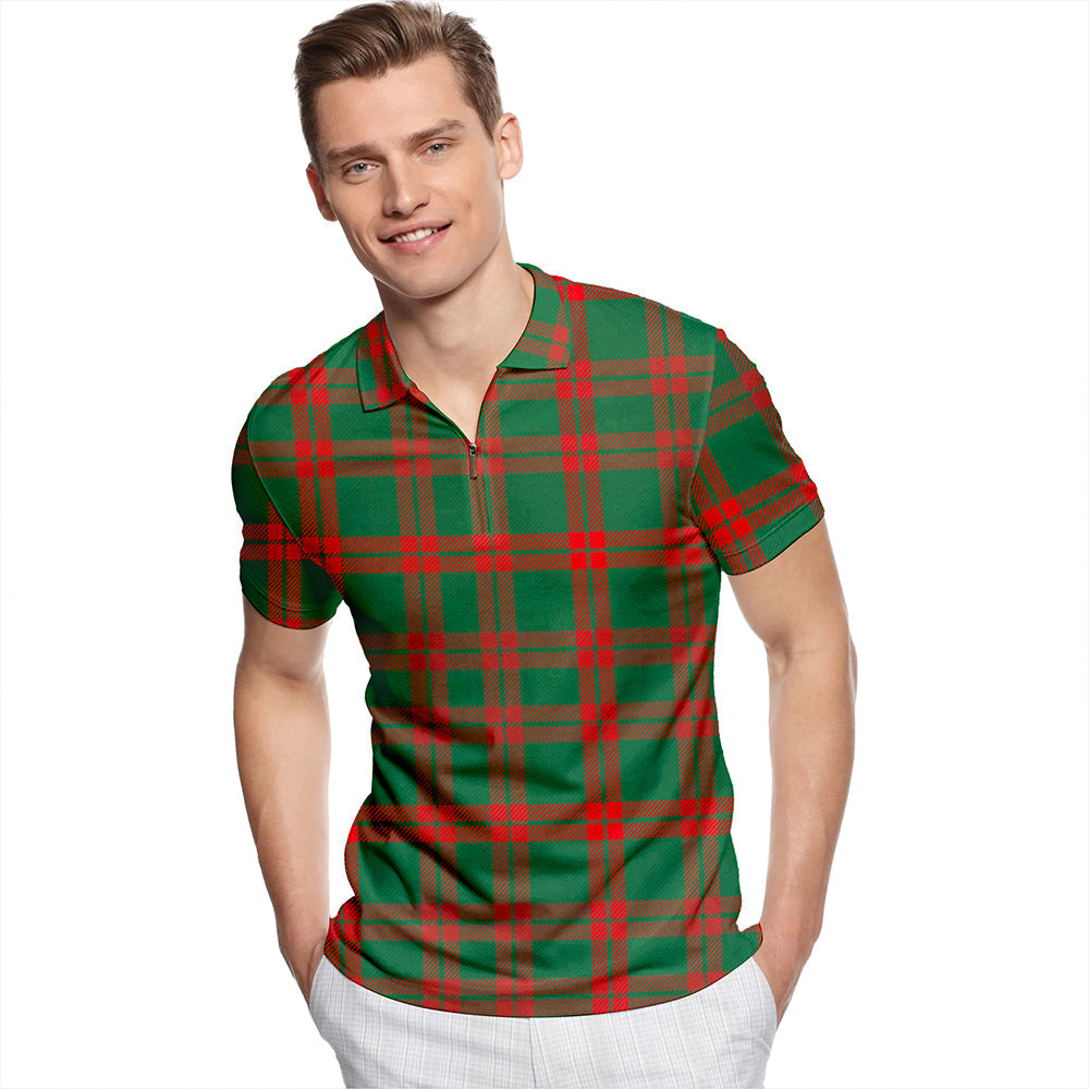 Logan #3 Modern Tartan Classic Lapel Zip Short Sleeve Polo