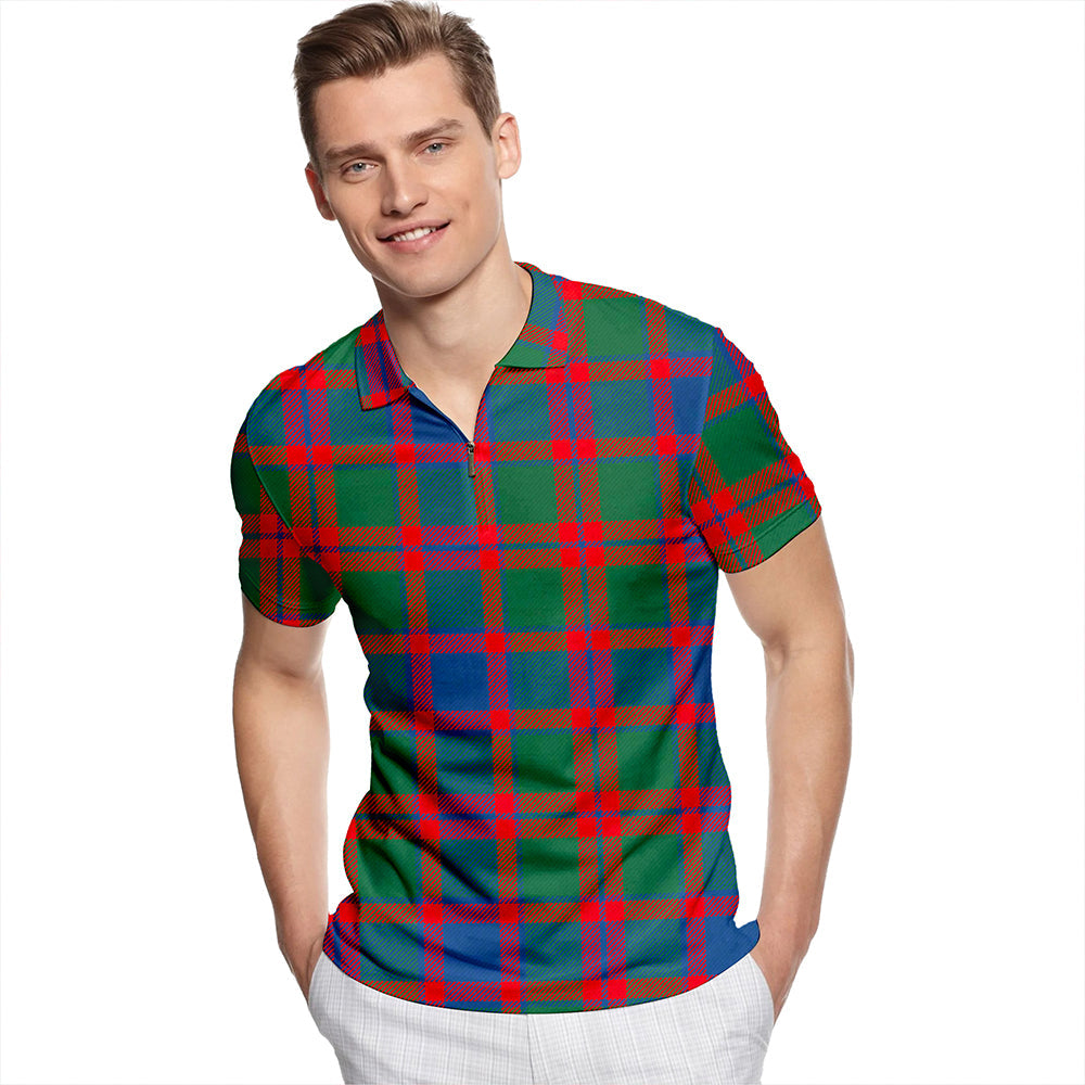 Logan #5 Modern Tartan Classic Lapel Zip Short Sleeve Polo