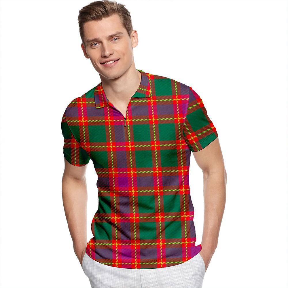 Logan #7 Modern Tartan Classic Lapel Zip Short Sleeve Polo