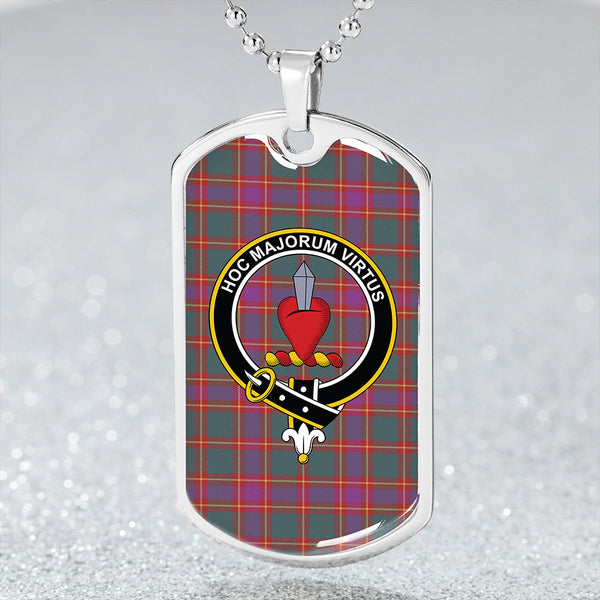 Logan #7 Weathered Clan Badge Classic Tartan Dog Tag Necklace