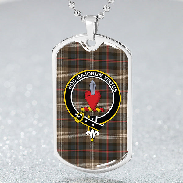 Logan #8 Weathered Clan Badge Classic Tartan Dog Tag Necklace