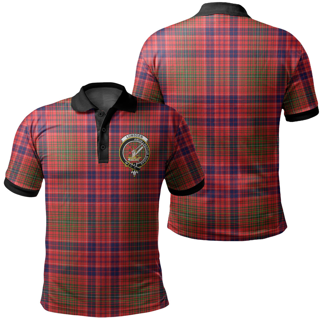 Lumsden Modern Tartan Crest Polo Shirt Black Neck 2 Style