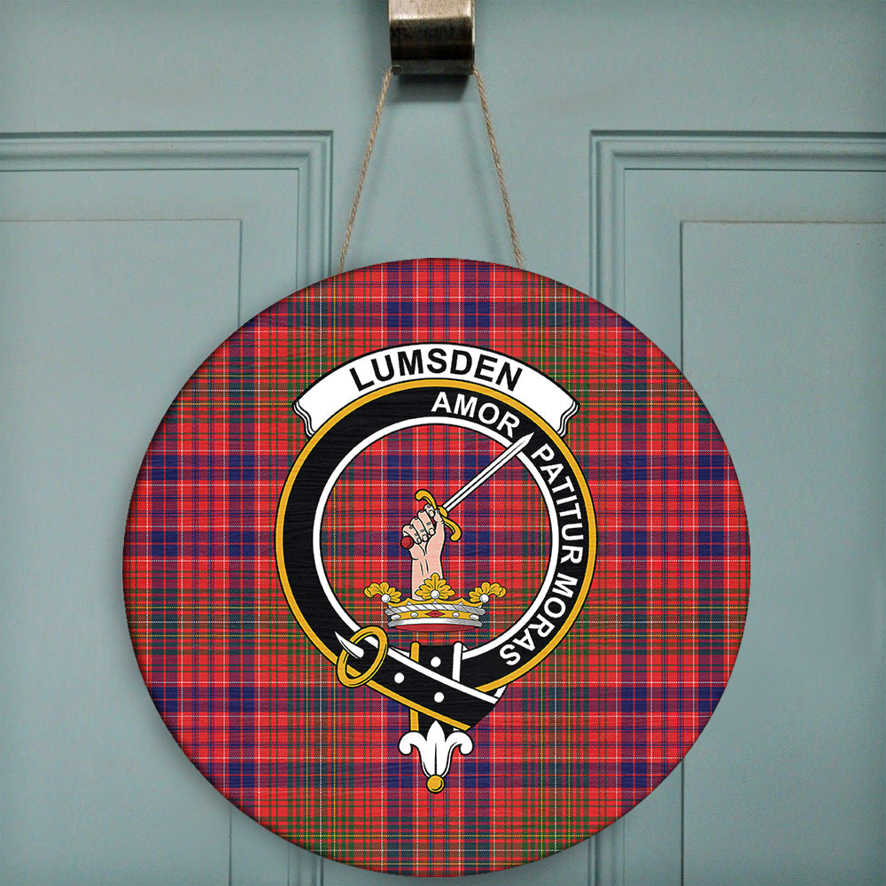 Lumsden Modern Tartan Classic Crest Round Wooden Sign