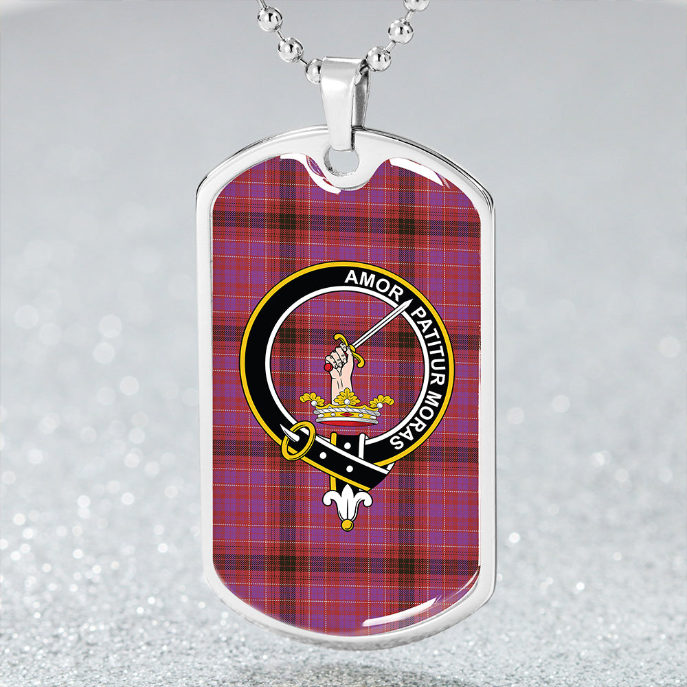 Lumsden of Clova Weathered Clan Badge Classic Tartan Dog Tag Necklace