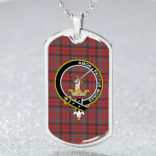 Lumsden of Kintore Weathered Clan Badge Classic Tartan Dog Tag Necklace