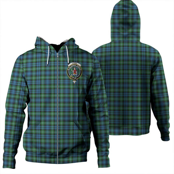 Lyon Clan Tartan Classic Crest Zipper Hoodie