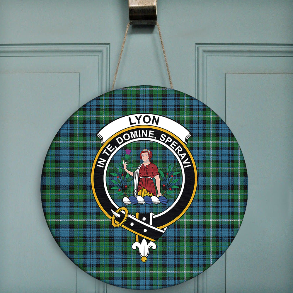 Lyon Clan Tartan Classic Crest Round Wooden Sign