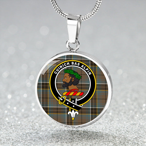 MacAlpine Weathered Clan Badge Tartan Classic Circle Necklace