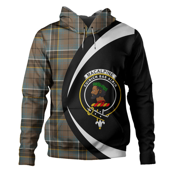 MacAlpine Weathered Clan Badge Tartan Hoodie Circle Style