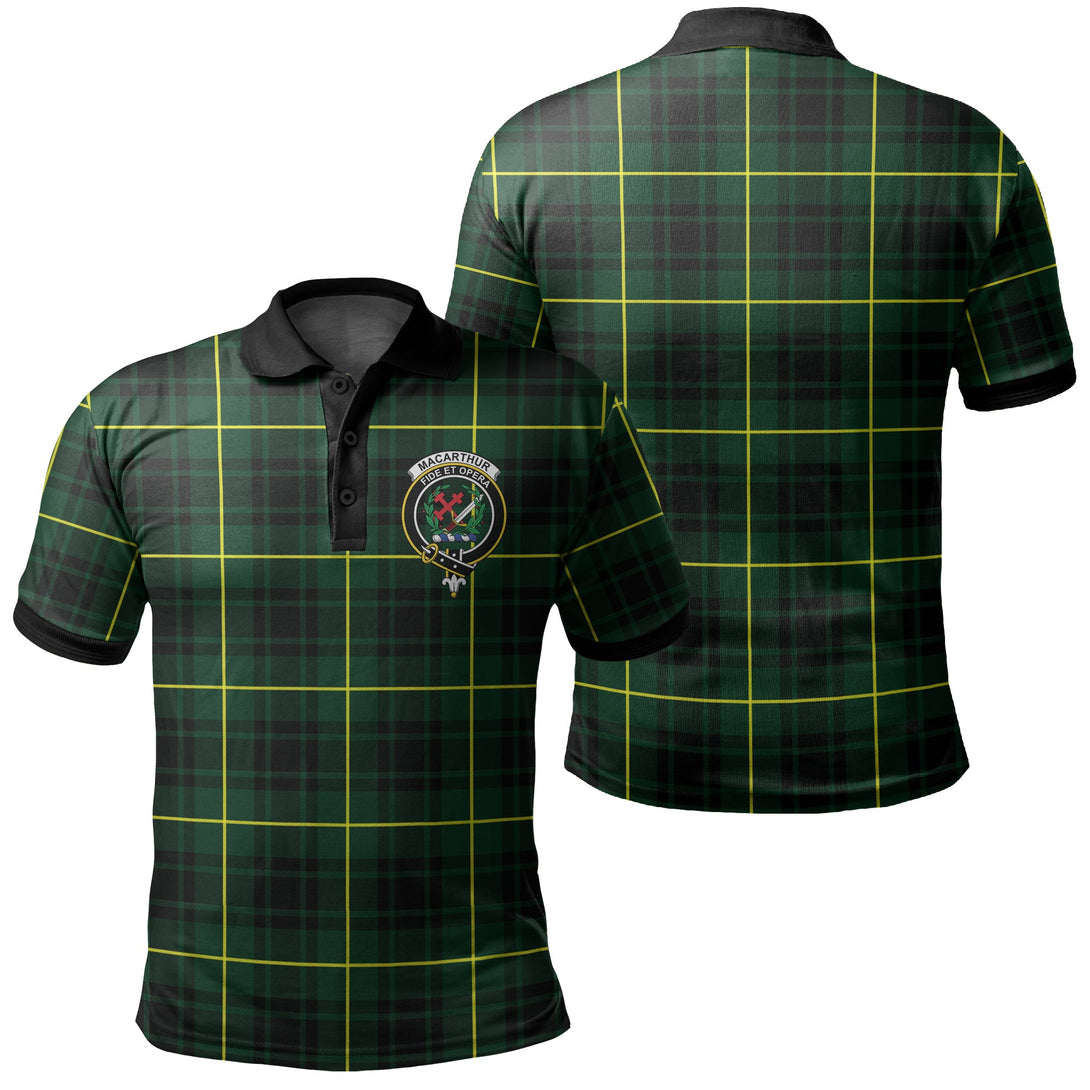 MacArthur Modern Tartan Crest Polo Shirt Black Neck 2 Style