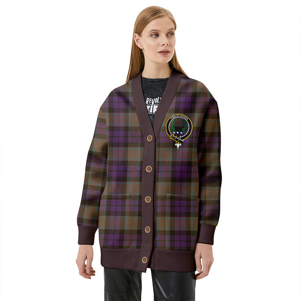 MacArthur of Milton Weathered Clan Badge Tartan V-neck Cardigan