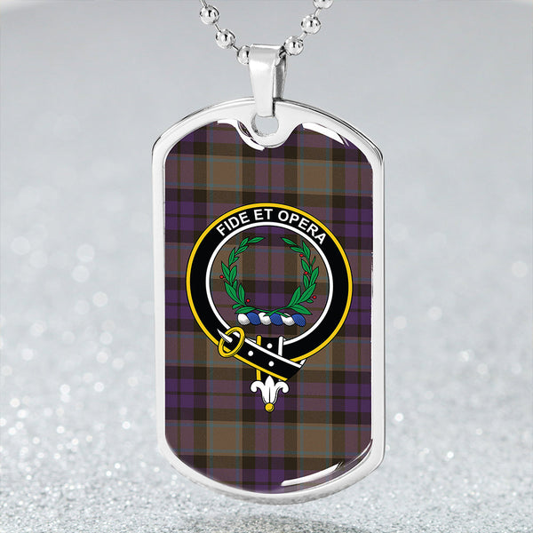 MacArthur of Milton Weathered Clan Badge Classic Tartan Dog Tag Necklace