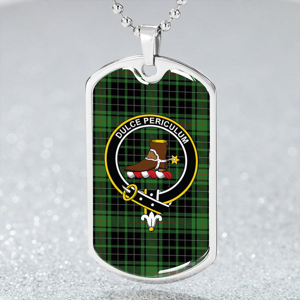 MacAulay Hunting Ancient Clan Badge Classic Tartan Dog Tag Necklace