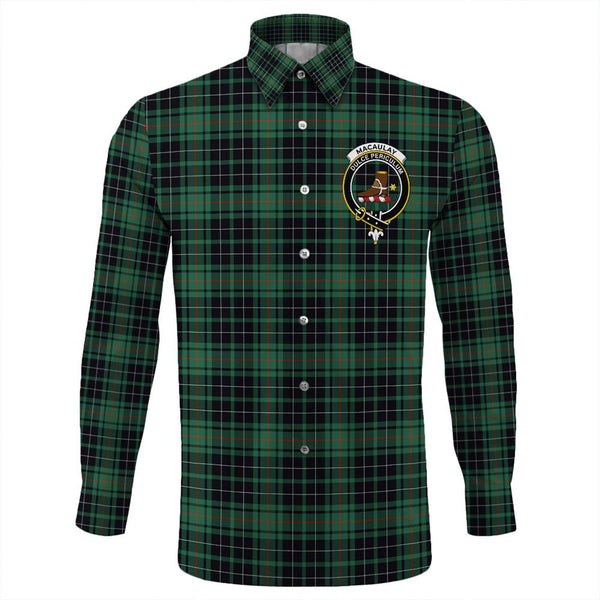 MacAulay Hunting Ancient Tartan Classic Crest Long Sleeve Button Shirt