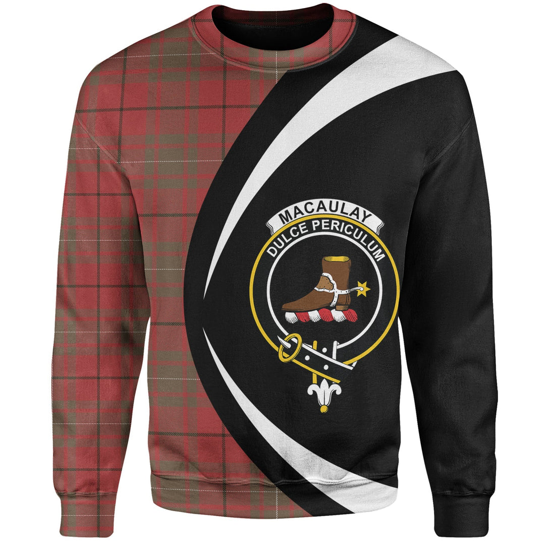 MacAulay Weathered Clan Badge Tartan Sweatshirt Circle Style Personalized