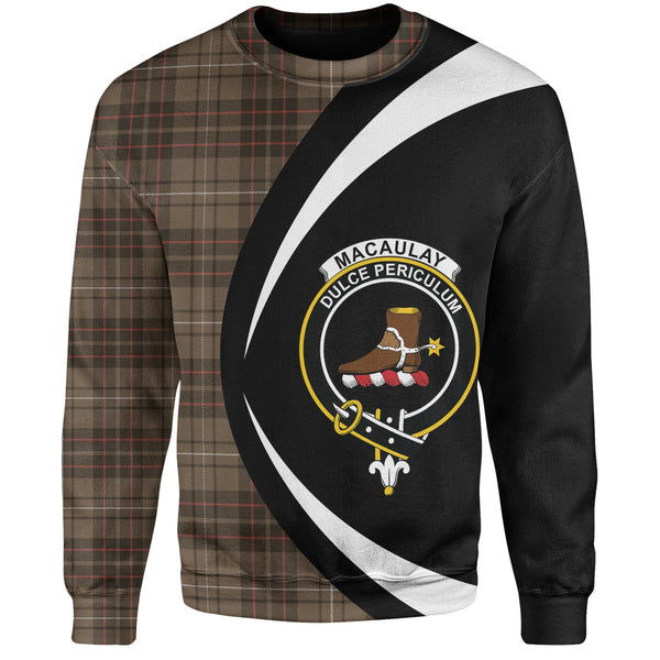 MacAulay of Lewis Weathered Clan Badge Tartan Sweatshirt Circle Style Personalized