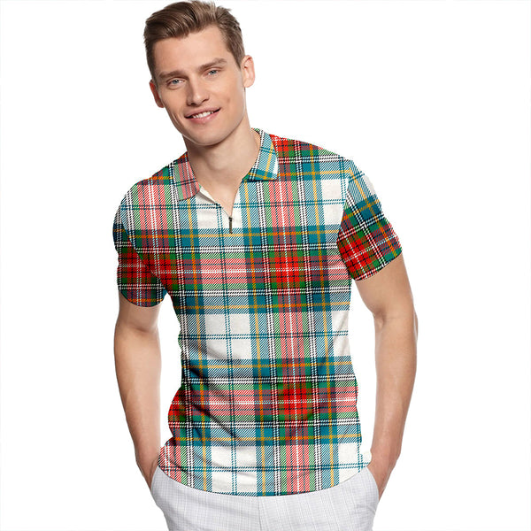 MacBeth Dress Ancient Tartan Classic Lapel Zip Short Sleeve Polo