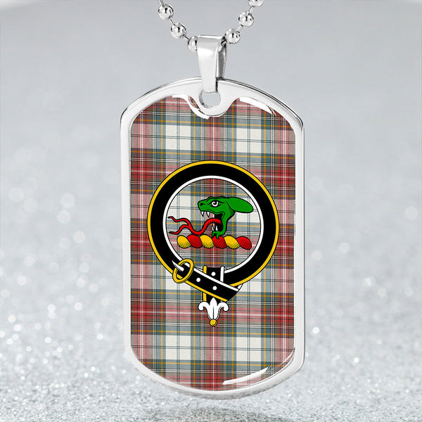 MacBeth Dress Weathered Clan Badge Classic Tartan Dog Tag Necklace