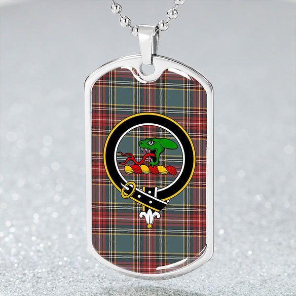 MacBeth Pleasanton Weathered Clan Badge Classic Tartan Dog Tag Necklace