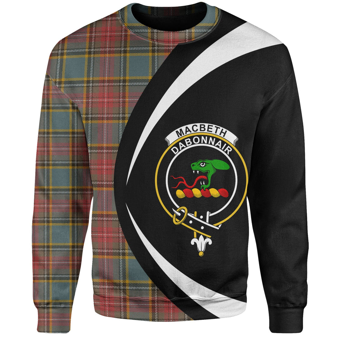 MacBeth Weathered Clan Badge Tartan Sweatshirt Circle Style Personalized