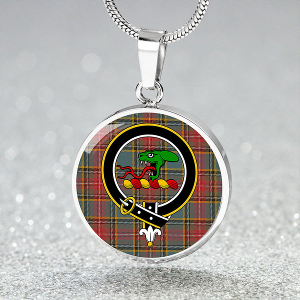 MacBeth Weathered Clan Badge Tartan Classic Circle Necklace