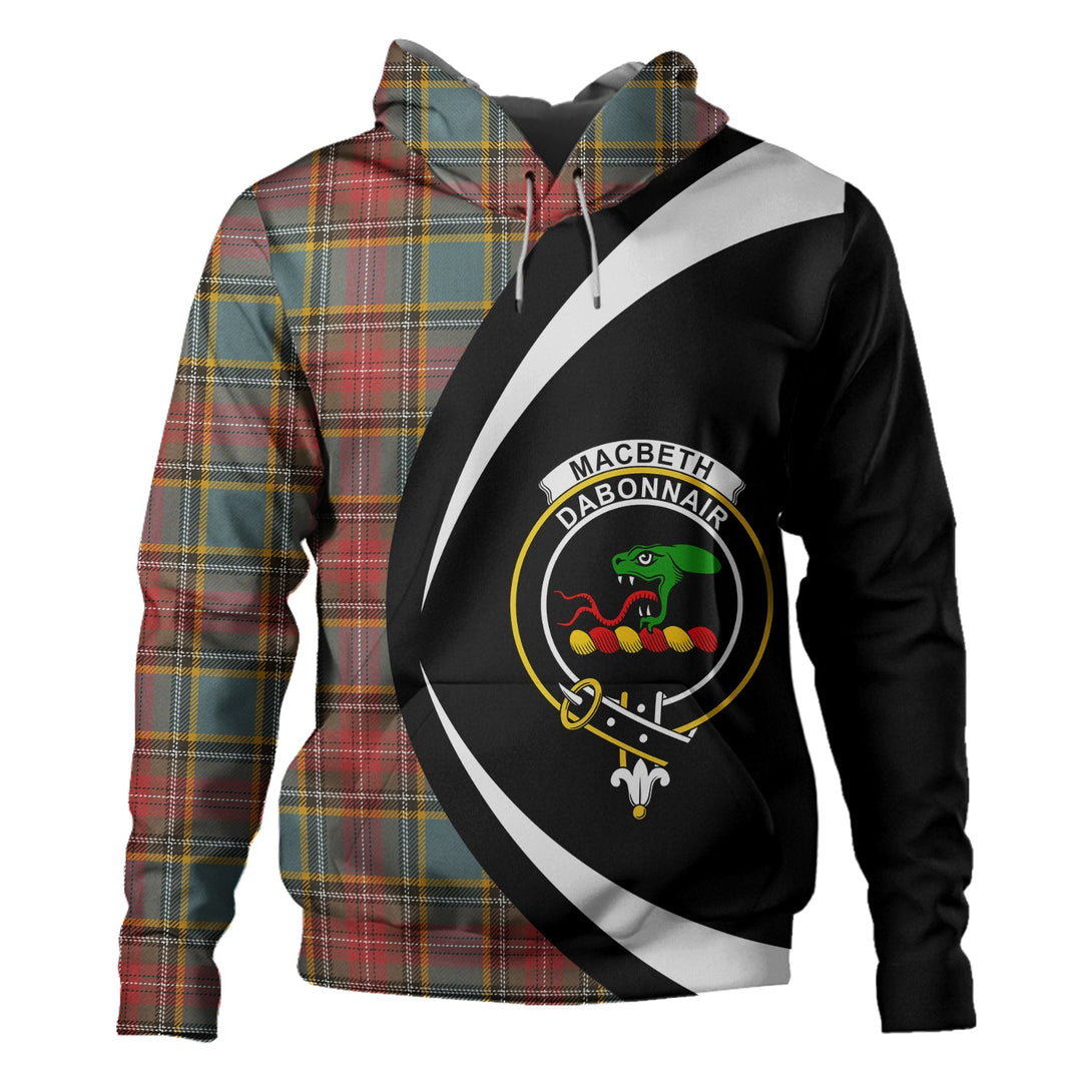 MacBeth Weathered Clan Badge Tartan Hoodie Circle Style