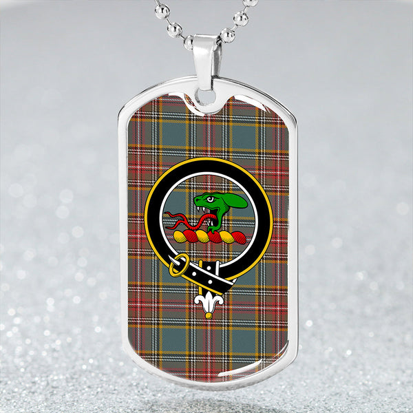 MacBeth # 2 Weathered Clan Badge Classic Tartan Dog Tag Necklace