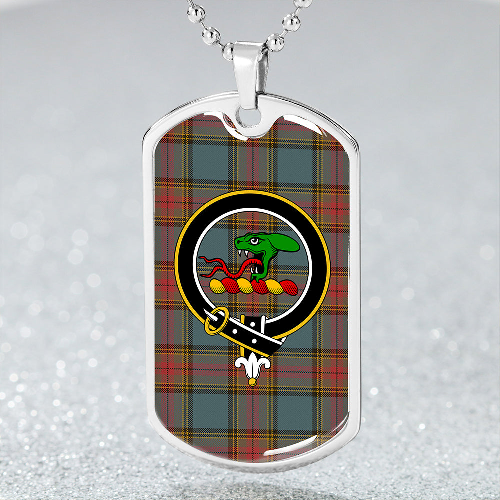 MacBeth #3 Weathered Clan Badge Classic Tartan Dog Tag Necklace