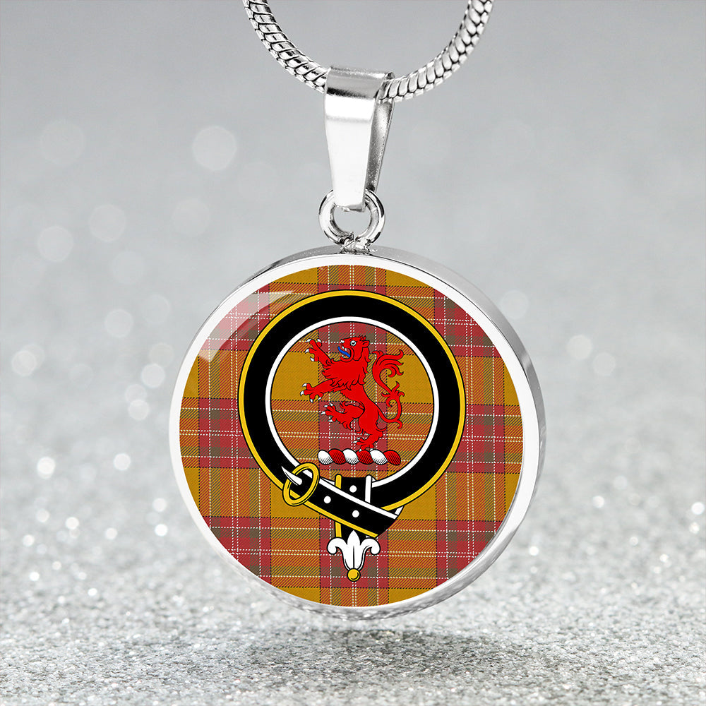 MacBrair Weathered Clan Badge Tartan Classic Circle Necklace