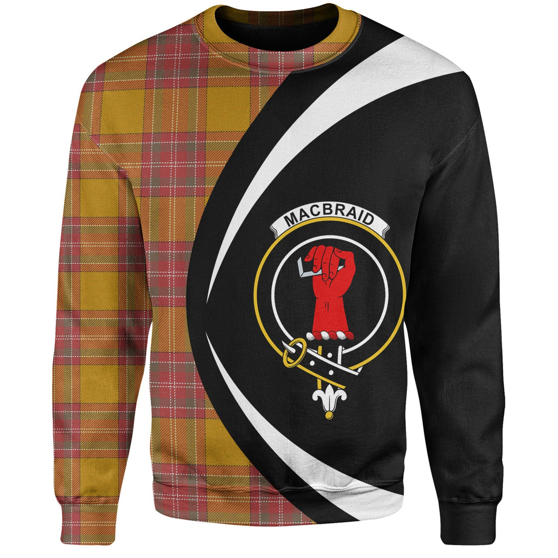 MacBrair Weathered Clan Badge Tartan Sweatshirt Circle Style Personalized