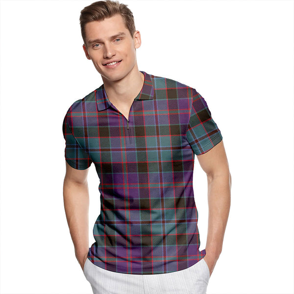 MacCraig Weathered Tartan Classic Lapel Zip Short Sleeve Polo