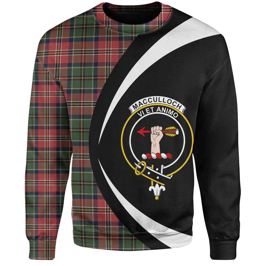 MacCulloch Ancient Clan Badge Tartan Sweatshirt Circle Style Personalized