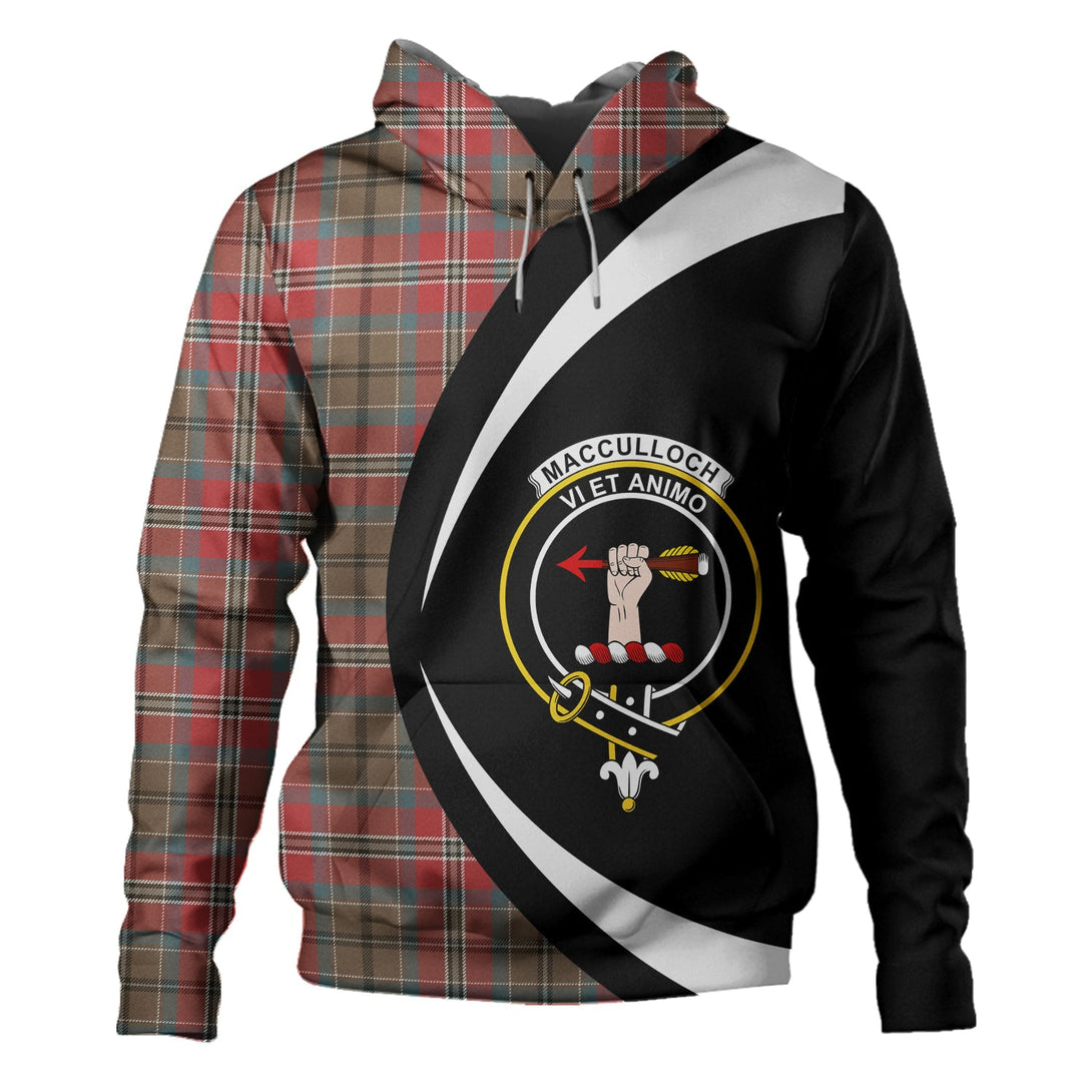 MacCulloch Weathered Clan Badge Tartan Hoodie Circle Style