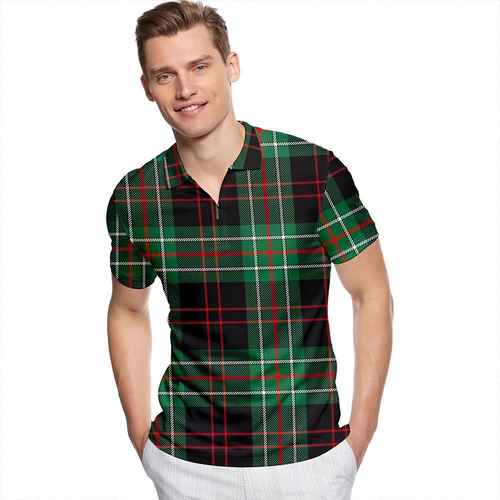 MacDiarmid Modern Tartan Classic Lapel Zip Short Sleeve Polo