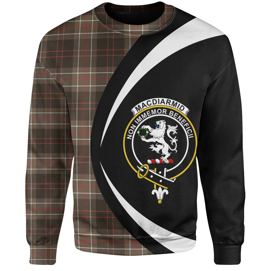 MacDiarmid Weathered Clan Badge Tartan Sweatshirt Circle Style Personalized