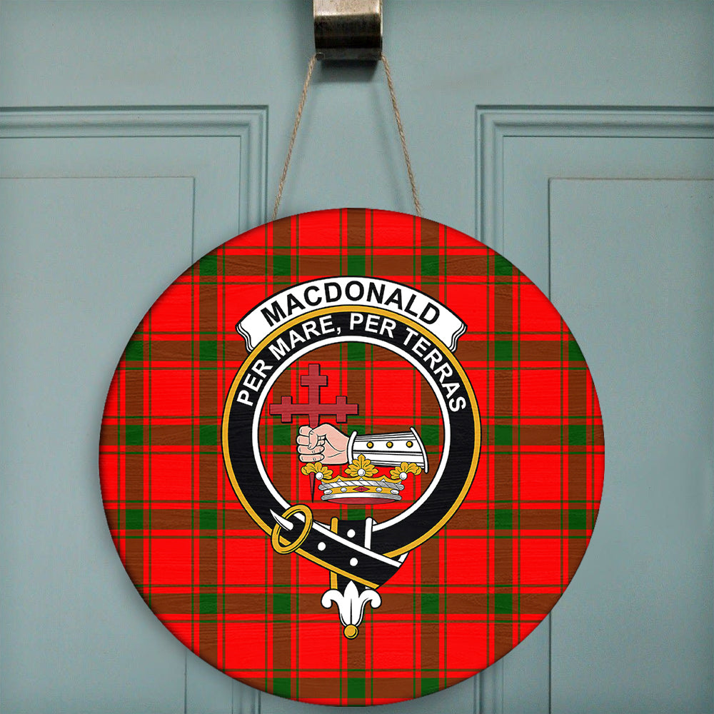 MacDonald of Sleat Tartan Classic Crest Round Wooden Sign