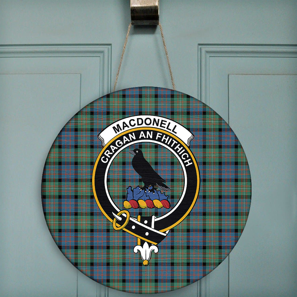 MacDonnell of Glengarry Ancient Tartan Classic Crest Round Wooden Sign