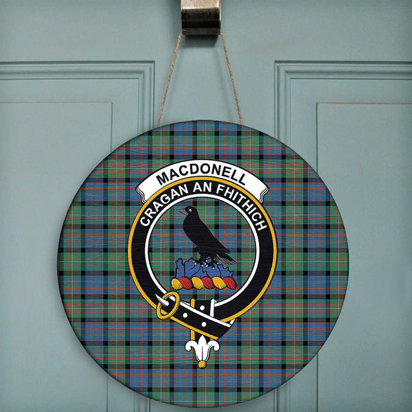 MacDonnell of Glengarry Ancient Tartan Classic Crest Round Wooden Sign