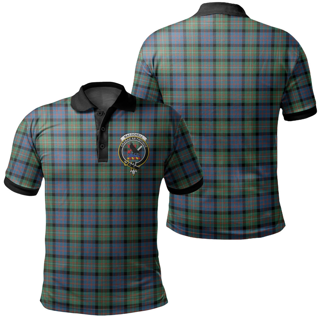 MacDonnell of Glengarry Ancient Tartan Crest Polo Shirt Black Neck 2 Style