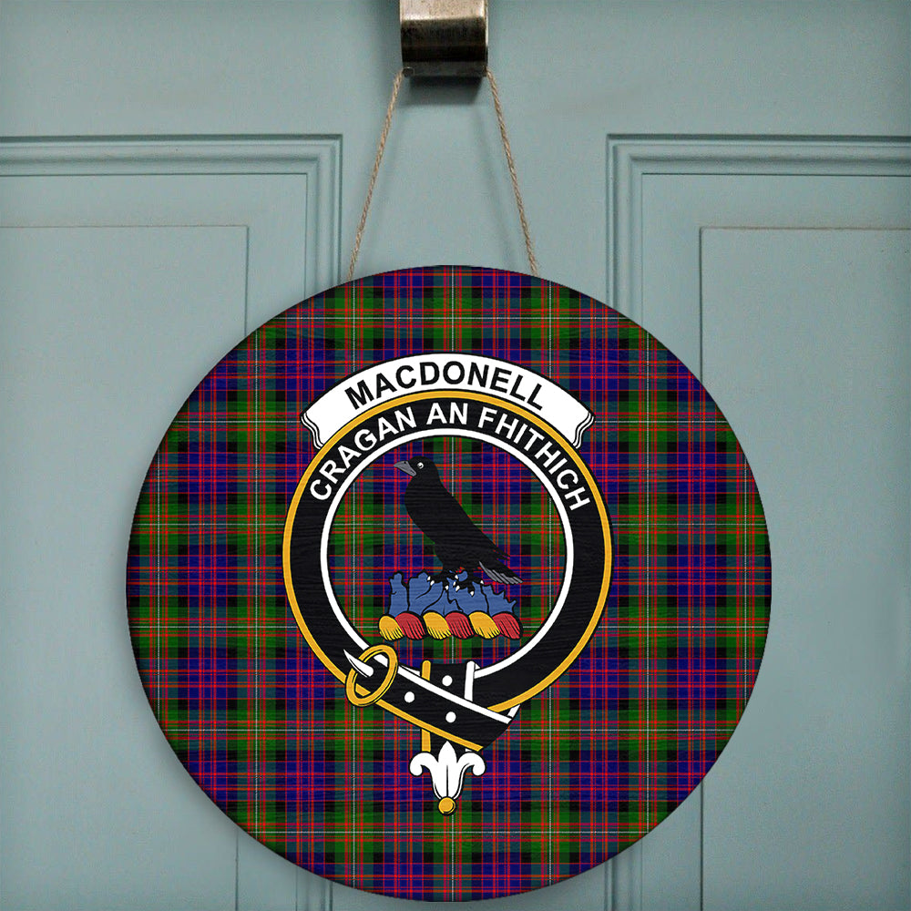 MacDonnell of Glengarry Modern Tartan Classic Crest Round Wooden Sign